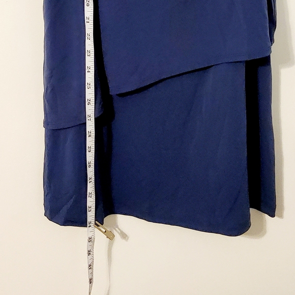 Vince Camuto Stretch Navy Blue One Shoulder Tiered Party Dress Size 8 - Picture 4 of 10